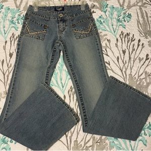 “Angles” Jeans w/sequin pattern front pockets